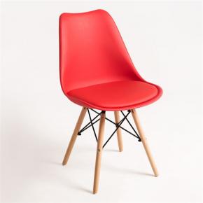 Tulip chair red polypropylene seat with cushion