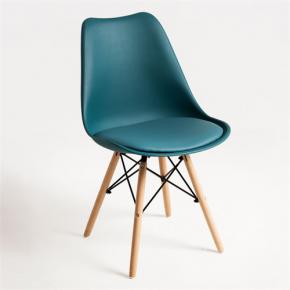 Tulip chair dark blue polypropylene seat with cushion