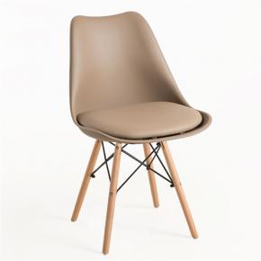 Tulip chair light brown polypropylene seat with cushion