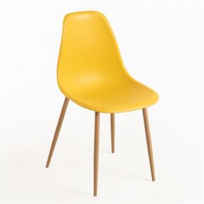 Yellow DSW style side chair metal leg