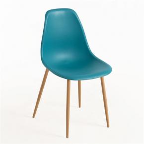 Dark blue DSW style side chair metal leg