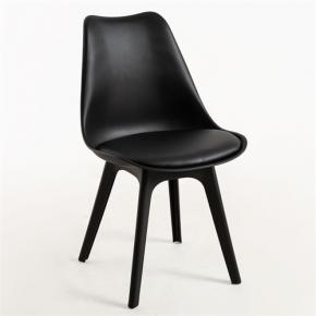 Full pp tulip dining chair black leather cushion