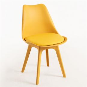 Full pp tulip dining chair yellow leather cushion