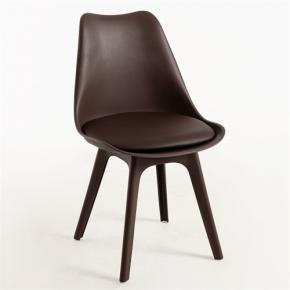 Full pp tulip dining chair dark brown leather cushion