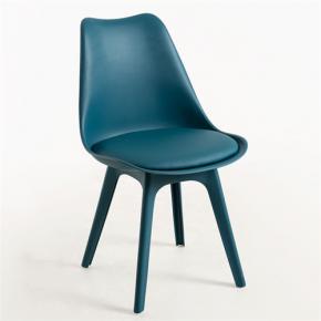 Full pp tulip dining chair dark blue leather cushion