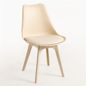Full pp tulip dining chair beige leather cushion
